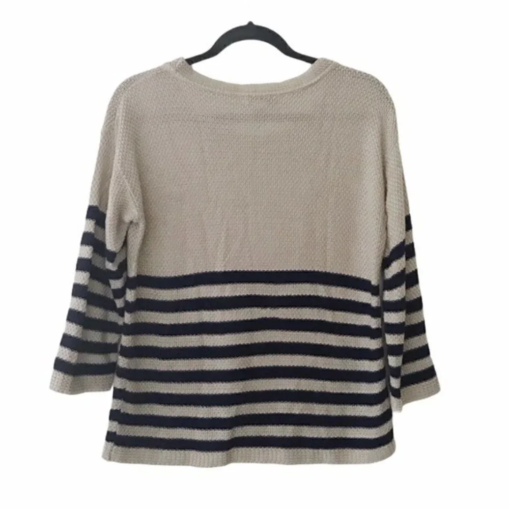 OneA Tan Navy Striped Sweater
